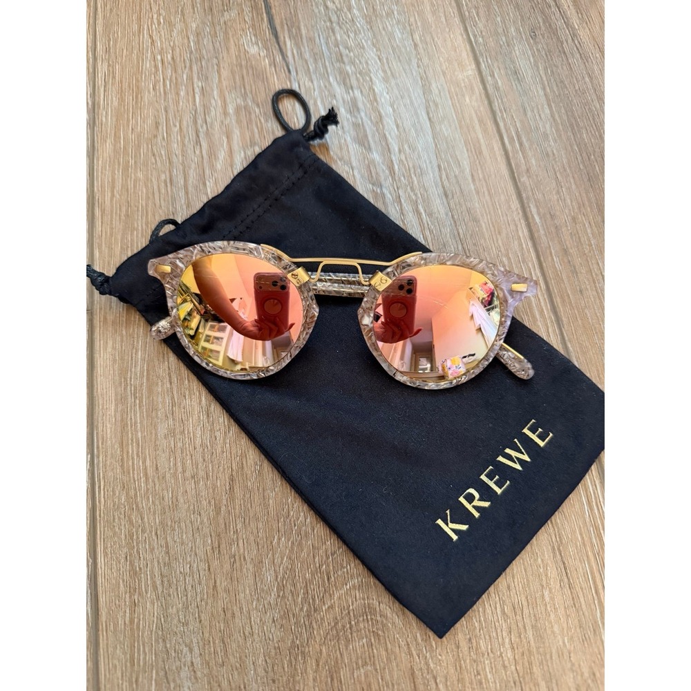 KREWE St. Louis Rose Gold Mirrored Sunglasses